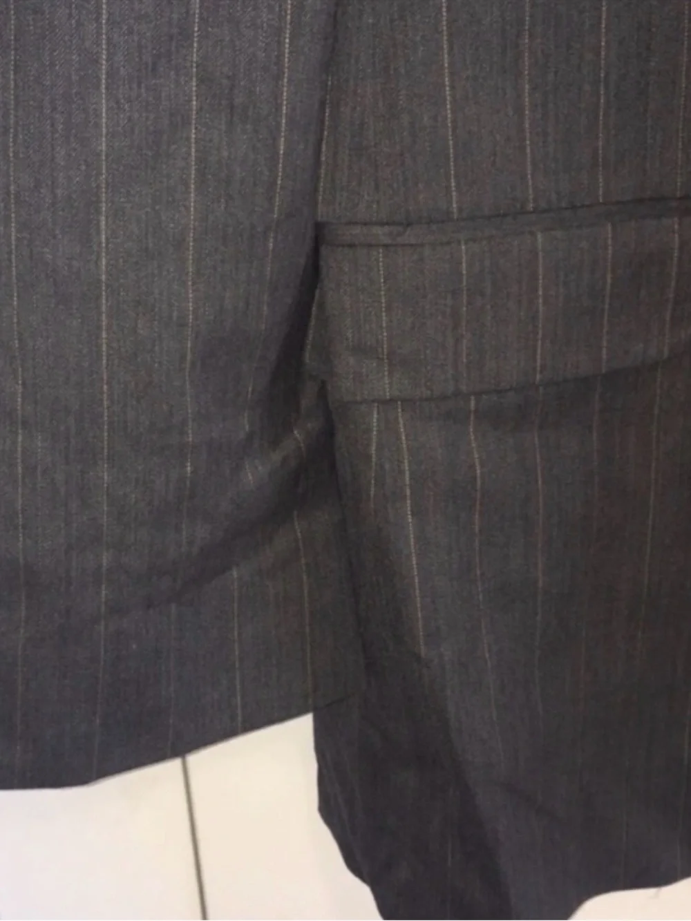 Stafford 100% Wool Pinstripe Suit Jacket Blazer Men’s 44R Charcoal Gray EUC
